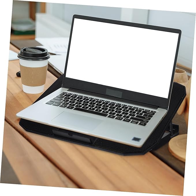 Foldable Height Laptop Stand with USB Powered Cooling Fan Mesh Ventilation Base for Notebooks Quiet Radiator Exhaust Fan for Gaming Work and Home Use