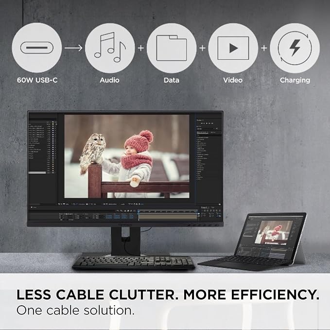 ViewSonic VG245 24 Inch IPS 1080p Monitor Designed for Surface with Advanced Ergonomics 60W USB C HDMI and DisplayPort