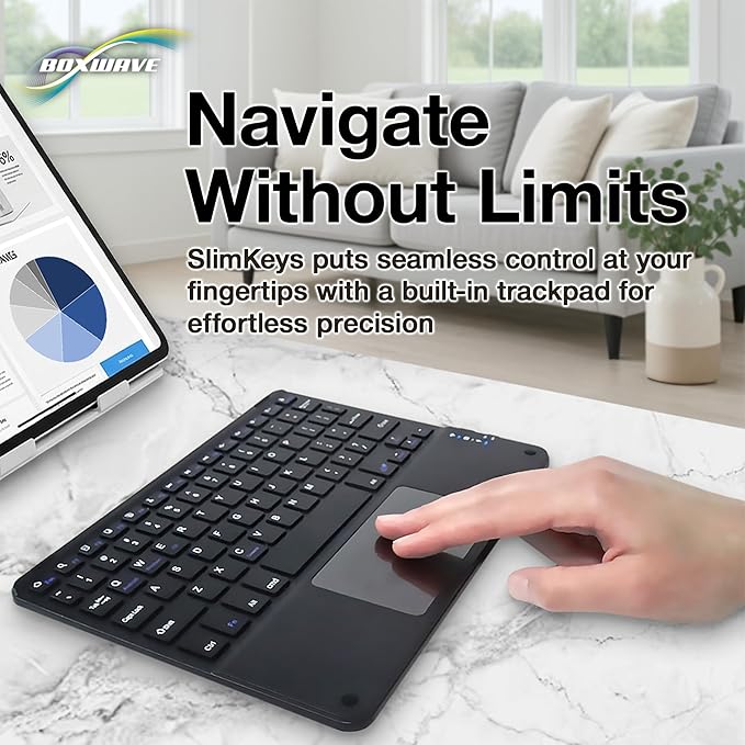 BoxWave Keyboard Compatible with Elo 15-inch I-Series 4 - SlimKeys Bluetooth Keyboard with Trackpad Portable Slim TouchPad - Jet Black