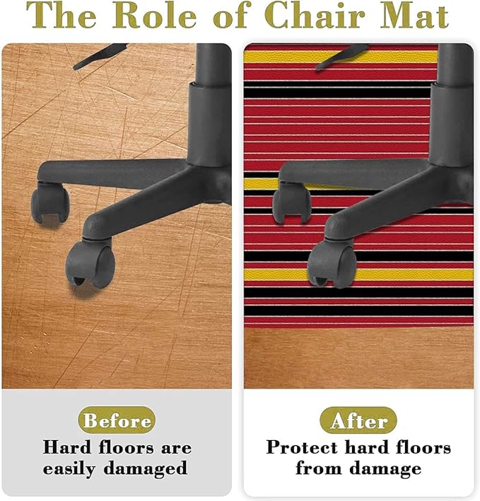 Rainbow Multicolor PU Leather Office Chair Mat for Hardwood and Tile Floor Horizontal Colored Stripes Pattern Floor Mats Wood/Tile Protection Mat for Office &amp Home Abstract Diameter 59 in