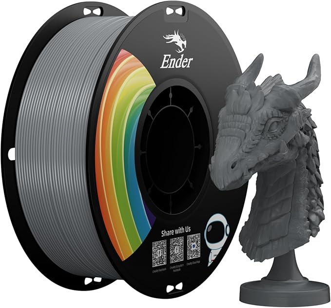 Creality Ender PLA Filament for 3D Printers 1kg Spool (2.2lbs) Accuracy +/- 0.02mm 3D Printer Filament (018-grey Pla+)