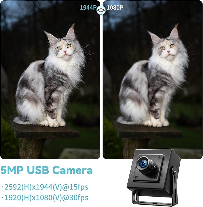 5MP USB Camera with 100 Degree No Distortion Lens HD 1080P 30FPS Wide Angle Webcam Mini UVC USB2.0 Camera for Windows MAC OS Android Linux Raspberry PI Jetson Nano