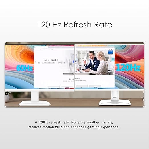 msi PRO MP251W E2 24.5-inch IPS 1920 x 1080 (FHD) Gaming Office Monitor 120Hz Adaptive-Synch HDR Ready HDMI VGA Port Display PortVESA Mountable Tilt Speaker 4-Side Slim Bezel1ms White