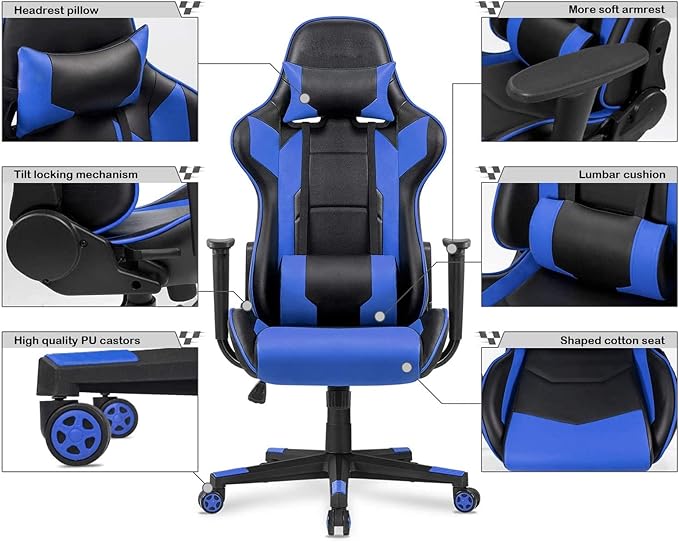 WANYE Professional Gaming Chair Several Colors Blue