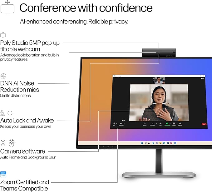 HP Series 5 Pro 24 FHD IPS Monitor with 5ms Response Time Anti-Glare Flicker Free 350 nits Brightness VESA Mount (100mm) Displayport HDMI &amp Dockztorm USB Port Expander Black/Silver