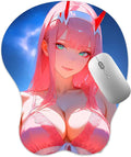 3D Mouse Pad Oppai Mousepad with Soft Gel Wrist Rest Anime Manga Gaming Boob pad Anti-Slip Mouse Mat （ Zero Two ）