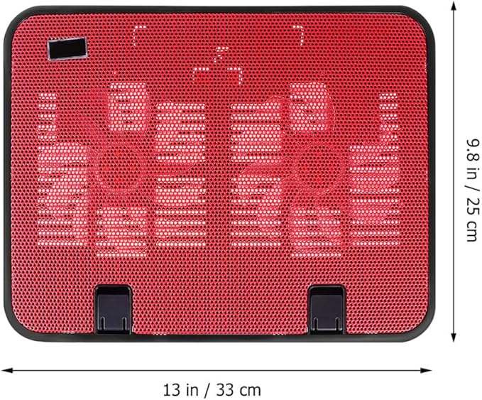 Sewroro Laptop Cooler with Dual Quiet USB Fans Lightweight Cooling Pad Stand with Angles and Anti-Slip Design for Notebook Heat Reduction Portable Red