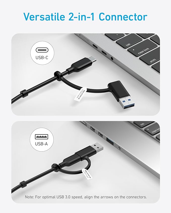 Anker USB C Hub 8-in-1 5Gbps Data Hub USB Splitter with 3 USBA and 4 USBC Ports 100W PD-in 2-in-1 USB-Connector for Laptop MacBook iPad and More (45W Adapter Included)