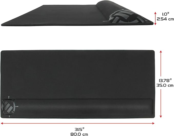 ENHANCE XXL Large Mouse Pad for Desk with 2XL Ergonomic Memory Foam Wrist Rest Support (31.5 x 13.78 x 1 inches) - Desk Pad with Anti-Fray Stitching &amp Soft Cushion Mat Surface Designed in The U.S