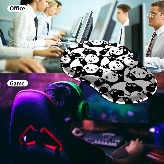 Mouse Pad with Wrist Support Gel Cute Panda Pattern Design Ergonomic Gaming Mousepad with Wrist Rest for Laptop Computer Home Office Working Mouse Mat + A Cute Coffee Pad
