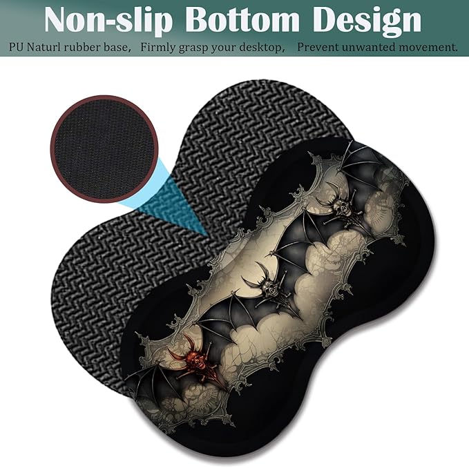 Large Game Mouse Pad + Wrist Support Pad + Coffee Coaster Desk Pad with Sewn Edges Anti-Slip Set pad Suitable for Office Work and Home - Neo Bats