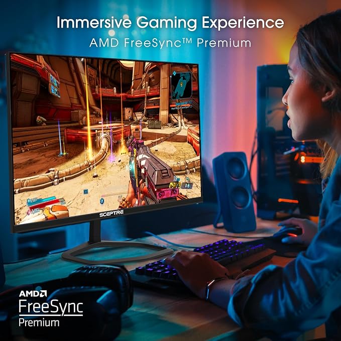 New! Sceptre 24.5-inch Gaming Monitor 240Hz 1ms DisplayPort x2 HDMI x2 100% sRGB AMD FreeSync Premium Build-in Speakers Machine Black 2026 (E255B-FWD240 Series)