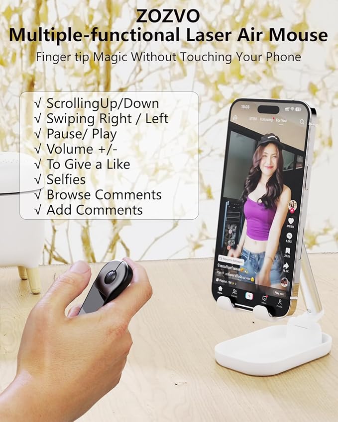 Air Mouse Bluetooth Rechargeable Presenter with Touchpad Remote Control for PowerPoint/Keynote/TikTok/Camera/Kindle App Applicable for PC/iOS/Android (Black)