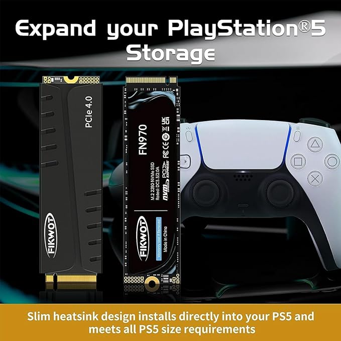 FN970 4TB M.2 2280 PCIe Gen4 x4 NVMe 1.4 Internal Solid State Drive with Heatsink - Speeds up to 7400MB/s Configure DRAM Cache Compatible PS5 Internal SSD