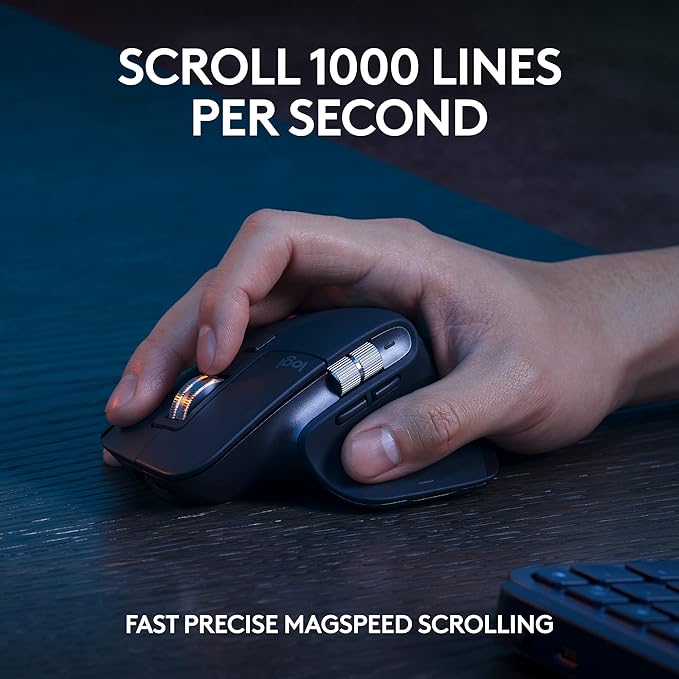 Logitech MX Keys S Combo - Performance Wireless Keyboard and Mouse with Palm Rest Customizable Illumination Fast Scrolling Bluetooth USB C for Windows Linux Chrome MacColor Graphite.