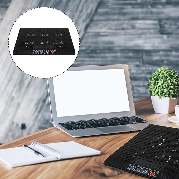 Adjustable Laptop Cooling Rack with Six Fans Black Laptop Cooling Pad for Desktop and Office Use Compatible