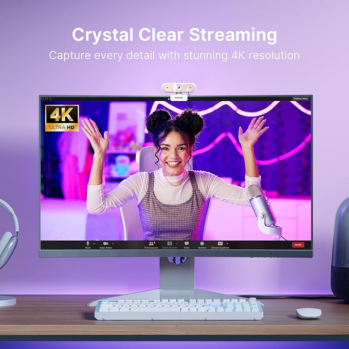 NexiGo N660P Pro 4K Webcam with Distortion-Free Lens 1080p 60 fps Autofocus USB Streaming Camera 3DNR Noise-Canceling Mics &amp Privacy Cover Web Cam for Gaming/Live Streaming/PC/Mac/Switch 2 Pi