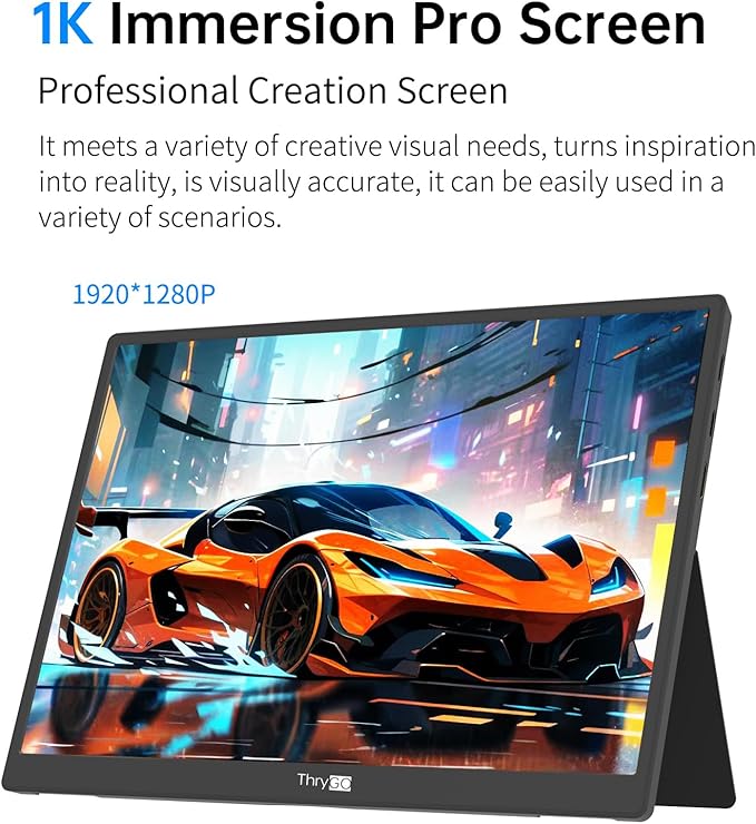 10.5 Portable Monitor 3:2 1280P FHD IPS Display with HDR10 420 Nits 60Hz Dual USB-C &amp Mini HDMI Adjustable Stand Ultra-Slim Mini Screen for Laptop PC Phone Game Consoles Raspberry Pi