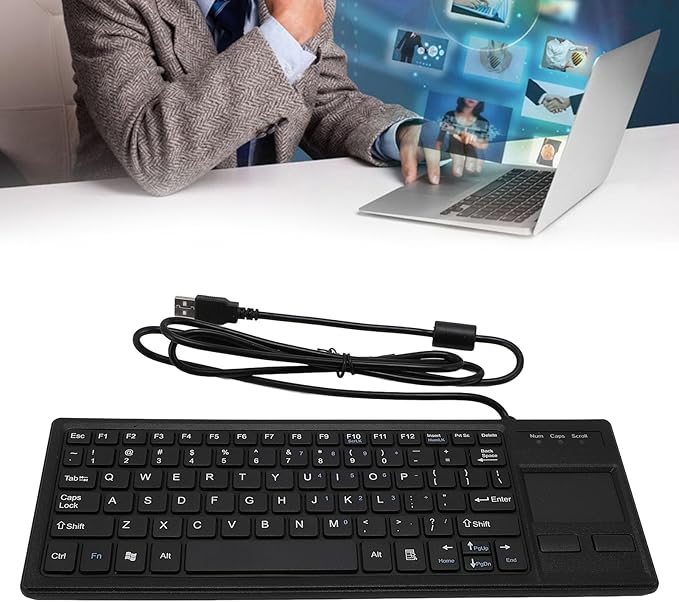 Sanpyl Wired Mechanical USB Keyboard IP68 &amp Touch Industrial Keyboard with Touchpad for Laptop Notebook PC 310x115x12mm / 12.2x4.53x0.47inch