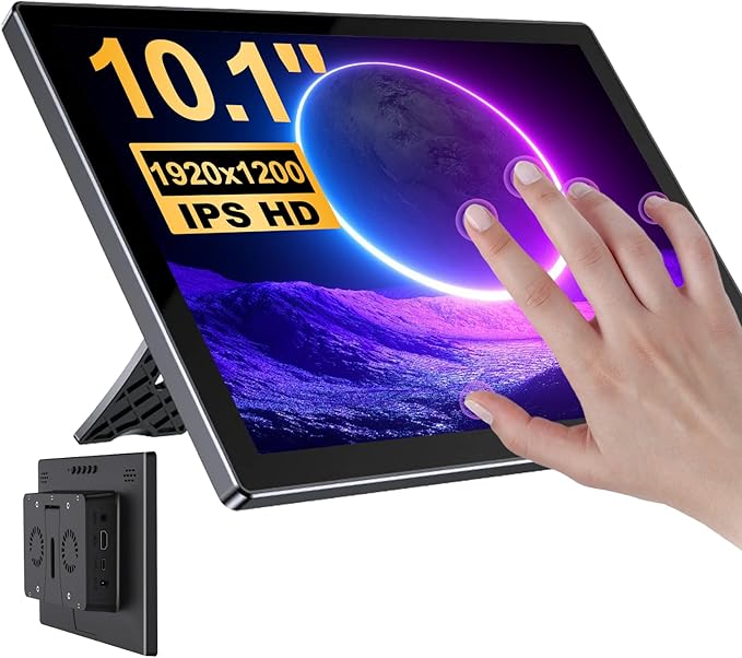 10.1 Inch Touchscreen for Raspberry Pi5-Point 1920 * 1200 IPS touchscreen Portable Monitor with HDMI Interface Dual-Speaker for Raspberry Pi 5/4B/3B+/3B/B+ Jetson Nano Win11/10/8/7(10.1'' 1920*1200)