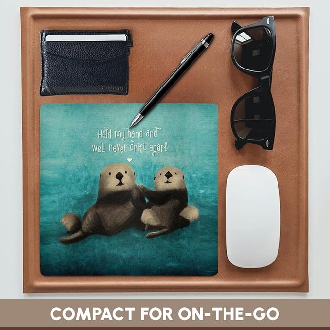 3dRose - Noonday Design - Animals - Two sea Otters Holding Hands in The Ocean - Mouse Pads (mp-281739-1)