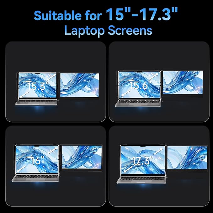 Laptop Screen Extender 15.3 16:10 IPS 100% sRGB Portable Travel Monitor for Laptop FHD 1200P External Display Screen Dual Screen Attachment Plug &amp Play for Mac Windows