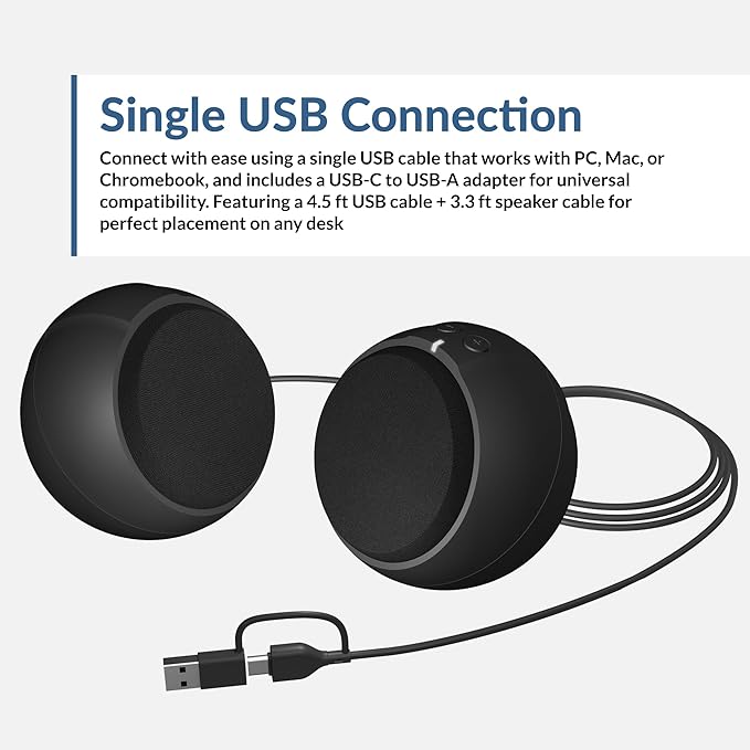 Cyber Acoustics USB-Powered 2.0 Speakers (CA-2110USB) – Modern 2.0 USB C or A Computer Speakers for Desktop PC 12 Watts Power for Loud Sound Compatible with PCs and Laptops