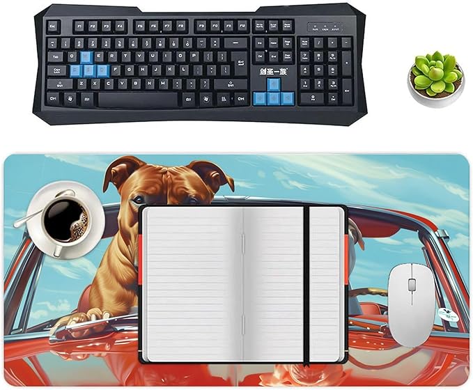 XXL Gaming Mouse Pad Animal Drive Dog XXL Gaming Mouse Pad Large Desk Mat Protector for Desktop Anti-Slip Rubber Extended Computer Keyboard Mat Writing Pad for Work Office 15.7 * 35.4 inB-1756