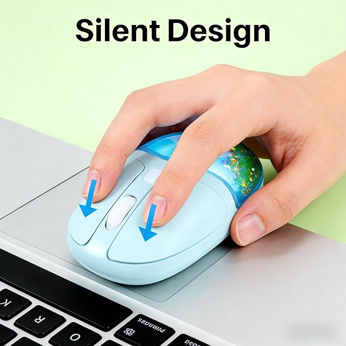 Wireless MouseGlitter Animal Design 3-Device Bluetooth &amp 2.4 G 4000 DPI RGB Light Multi-Mode Portable Mouse for PC Laptop Office Gaming Students Home Travel Use (Green)