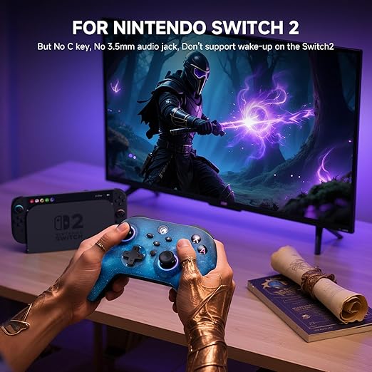 ECHTPower Switch 2 Controller 2025 Wireless Controller with RGB/Macro/Shift/Turbo/Vibration 1000mAh Bluetooth Controller Compatible with Switch/Switch 2/PC/Adroid/iOS