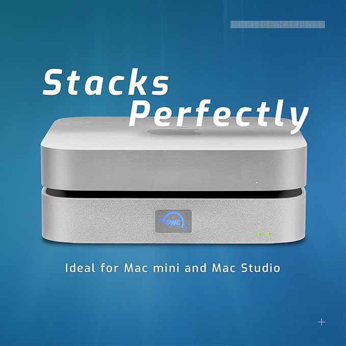OWC miniStack STX Upgradable Storage Enclosure and Thunderbolt Hub/Mini Dock 4 USB-C Ports Supports 3.5 and 2.5 SSD HDD M.2 PCIe NVMe Upgrades. Works w/Mac Studio Mac mini and Other Devices