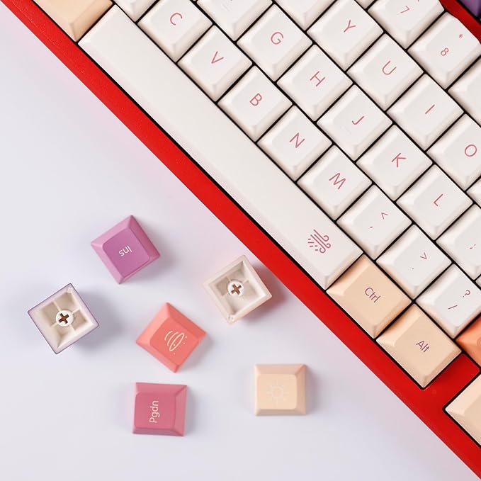 YMDK 143 Smoke Cloud Keycaps Dye-Sub Thick PBT Cherry Profile Key caps for TKL 61 64 68 75 87 96 104 108 GMMK MX Mechanical Keyboard