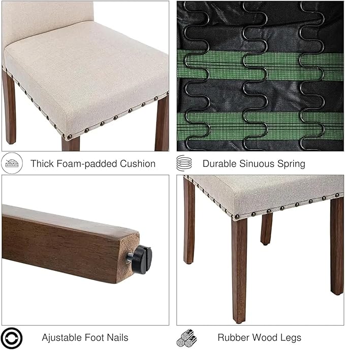 Adjustable Office Computer Chair with Armrest 1pcs Modern Stylish Fabric Upholstered High Backrest Kitchen Dining Chair with Nailhead Trim