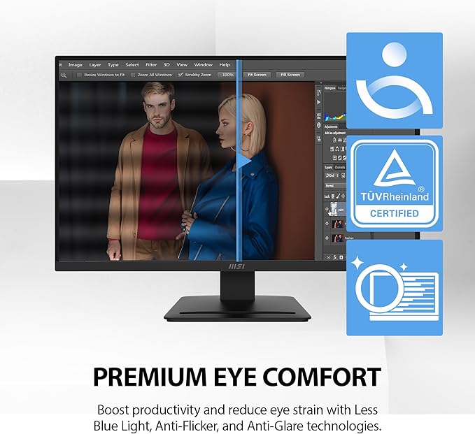 msi PRO MP273 E14A 27-inch IPS 1920 x 1080 (FHD) Gaming Office Monitor 144Hz Free-Sync HDMI DisplayPort VGA Port VESA Mountable Tilt Speaker 4-Side Slim Bezel 1ms Black