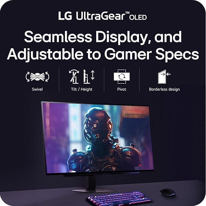 LG 27GX704A-B 27-inch Ultragear QHD (2650x1440) OLED Gaming Monitor 240Hz 0.03ms NVIDIA G-Sync Compatible AMD FreeSync Premium Pro HDR TrueBlack400 HDMI 2.1 DisplayPort Black (Renewed)