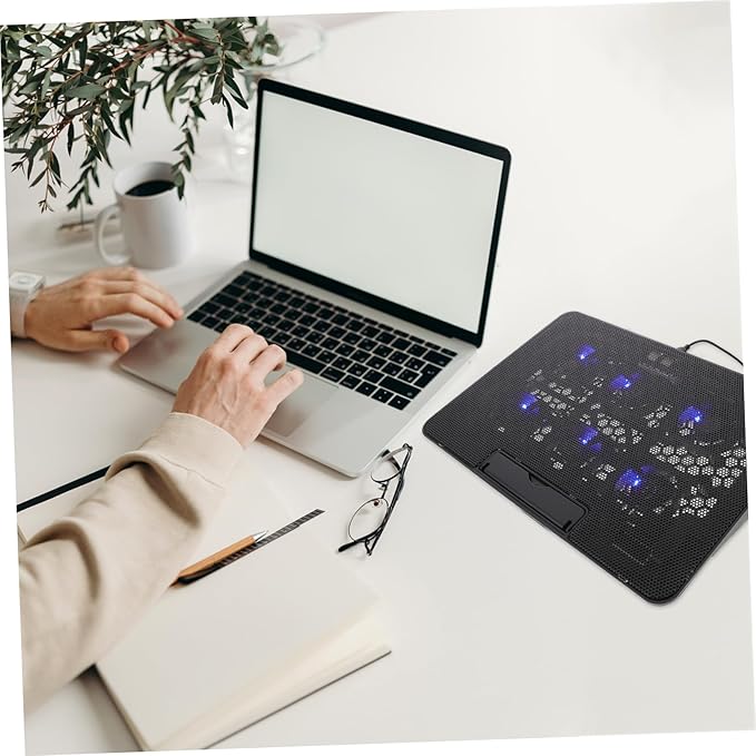 Homoyoyo Laptop Cooling Pad Adjustable Height Fan Air Cooler for Laptops up to USB Powered Lightweight Slim Design for Noise Cooling for Travel and Business Use