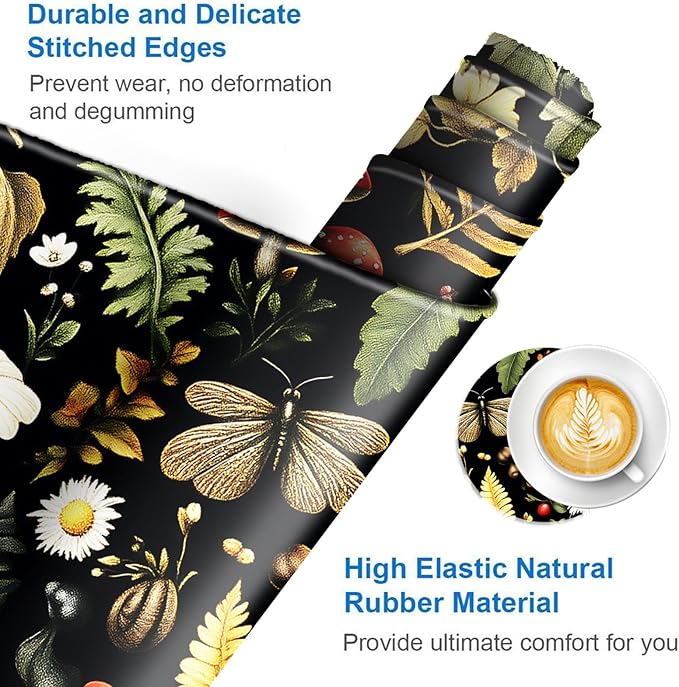 Large Mouse Pad and Keyboard Wrist Rest Desk Pad for Keyboard and Mouse 4-in-1 Large Gaming Mouse Pad with Wrist Support Desk Mat for Home Office Study GameMushroom Butterfly Flower