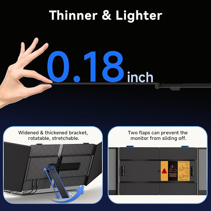 15.3 Laptop Screen Extender 1200P FHD Ultra-Thin Triple Screen Laptop Monitor Extender 100%sRGB Travel Portable Monitor for Laptops Multi Screens Laptops Attachment Compatible with Windowss Mac