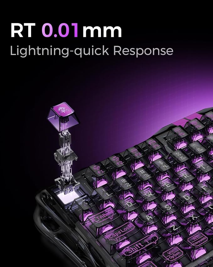 GravaStar Mercury V75 Lite Hall Effect Magnetic Gaming Keyboard – 8KHz Rapid Trigger Wired 75% Keyboard Adjustable Actuation Hot-Swappable Switches Transparent RGB for PC/Mac