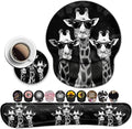 Computer Mouse Desk Pad Mouse Pad Wrist Protector Printed with Cool Giraffes Ergonomically Non-Slip Rubber Comfortable Computer Keyboard Wrist Rest Desktop Decoration Office Accessories