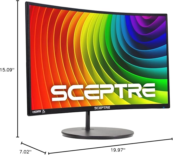 Sceptre Curved 27 FHD 1080p Gaming Monitor R1500 98% sRGB HDMI VGA 75Hz Build-in Speakers Blue Light Shift Machine Black (C278W-1920RN series)