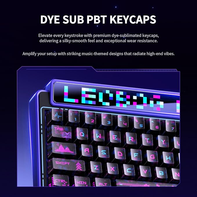 x Aula AMG65 Mechanical Gaming Keyboard with Dual Screen 65% Wireless Small Custom Keyboard RGB Bluetooth/2.4G/Wired Rapid Trigger Hot Swappable for Windows Laptop PC Mac - Purple