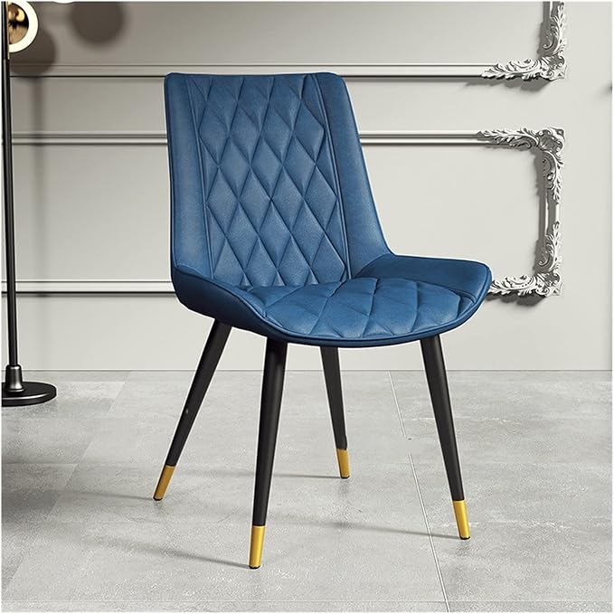 Adjustable Office Computer Chair with Armrest Leather Dining Chairs Living Room Household Stool Foot Backrest Dining Chair(Blue-Golden)