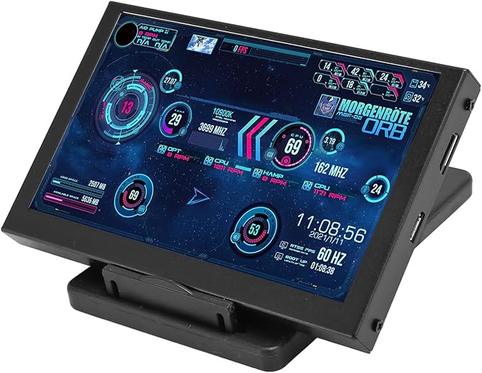 Yunseity 5 Inch Computer Temp Monitor Mini Secondary Screen PC Sensor Panel Monitor PC CPU HDD Data Monitor with DIY Theme for PC Case for Window System