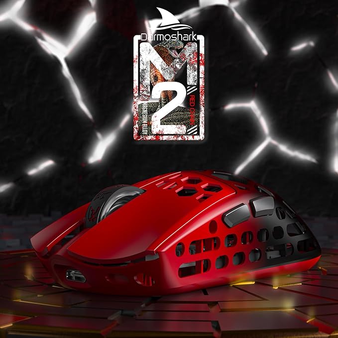 Darmoshark M2 Wireless Gaming MouseTri-Mode 4K/USB-C/Bluetooth Mouse Up to 26000DPIPAW3395 Optical Sensor Lightweight 42g5 programmable Button 500MAh Battery LifeComputer Mouse for LaptopPC(RED)