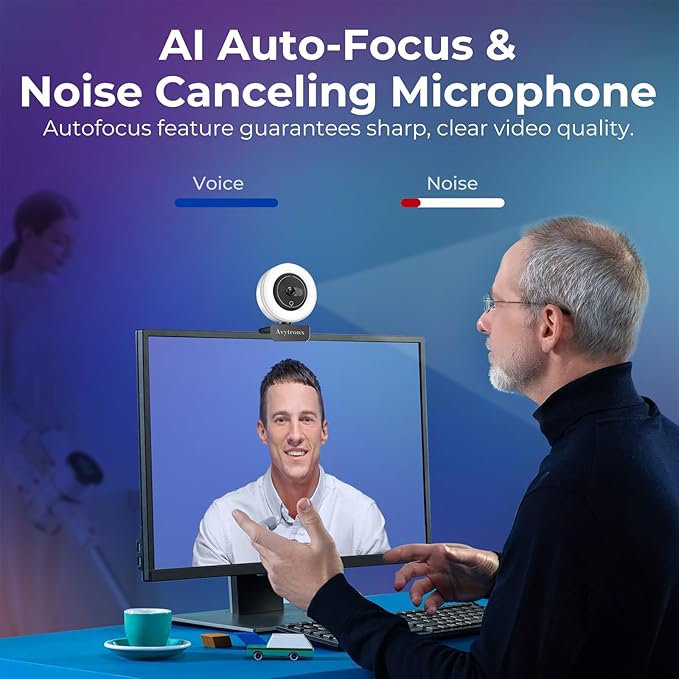 2K Webcam for PC with Microphone &amp Built-in Light USB Computer Camera for PC/Laptop/Mac/Monitor Streaming Webcam with Privacy Cover for Zoom/Skype/Teams/Video Calling/Conference/Online