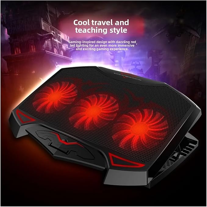 17 Inch Gaming Laptop Cooler Three Fans Multi Angle Adjustable Base Two USB Ports Laptop Cooling Pad Laptop Stand(BK)