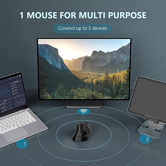 Zopsc Ergonomic Mouse Bluetooth 2.4G Double Mode DPI 1000 1600 2400 Ergonomic Vertical Mouse with Silent Click for Laptop PC Desktop