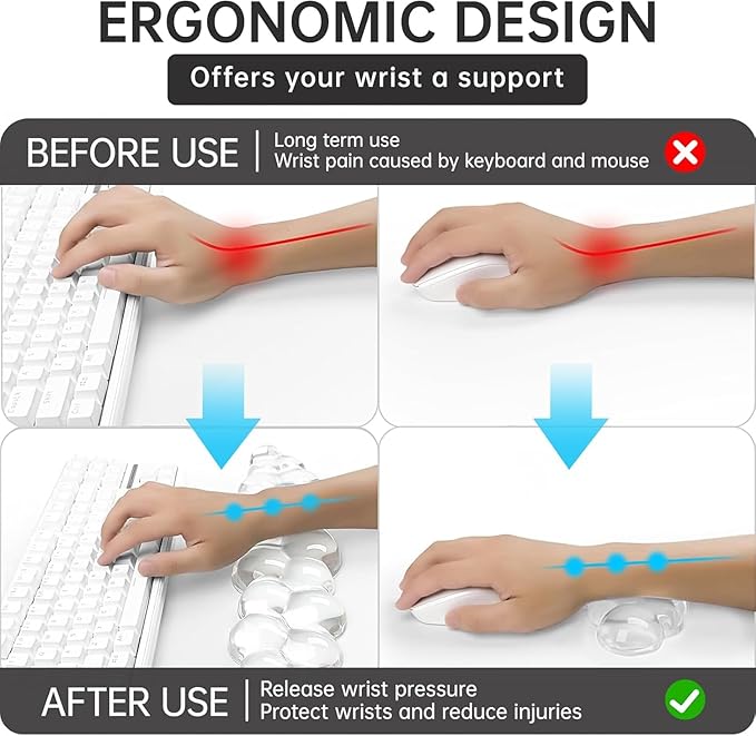 Mouse Pad with Wrist Rest Soft Cloud Gel Keyboard Mouse Pad Set with Hand Wrist Support Cute Non Slip Office Desk Accessories for Comfort/Pain Relief/Computer/Laptop (Green Cloud)