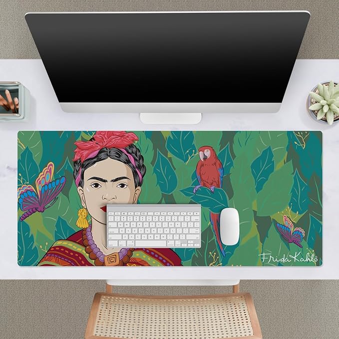 Head Case Designs Officially Licensed Frida Kahlo Butterfly and Parrot Floral Art 37.4 x 15.75 x 0.16 inches (900 x 400 mm) - XL Gaming Office Desk PC Keyboard Mouse Mat Pad
